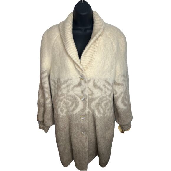 NWT Vintage Hilda Ltd. Full Length Wool Cardigan Sweater Coatigan Size Large - Picture 1 of 11